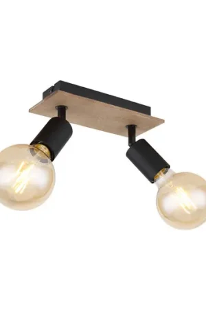 Compra Adesso Plafoniera Martha con lastra di legno, 2 luci