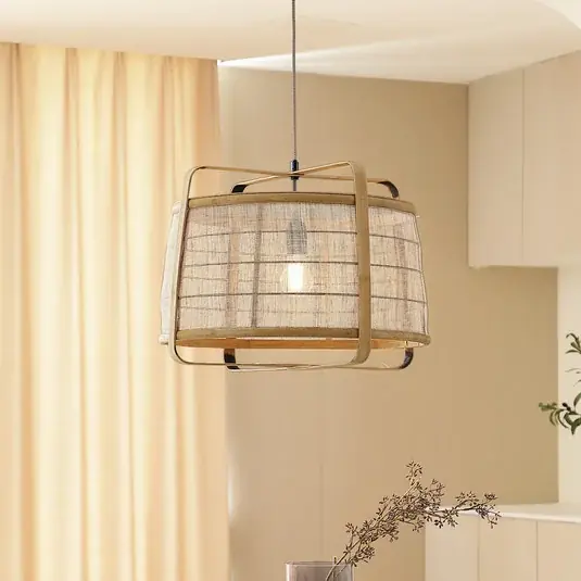 Super Prezzo Lampada a sospensione Lindby Liriana, bambù, ferro, Ø 45 cm, E27