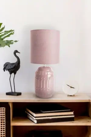 Erida lampada da tavolo, ceramica e tessuto, rosa Offerta