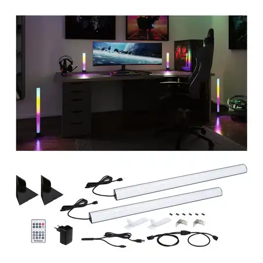 Offerta Lampo Paulmann Set di 2 barre luminose EntertainLED Dynamic RGB 60 cm con base