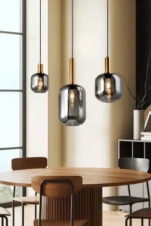 Fumo sospensione vetro fumè 3 lampadine lineare Ultima Occasione