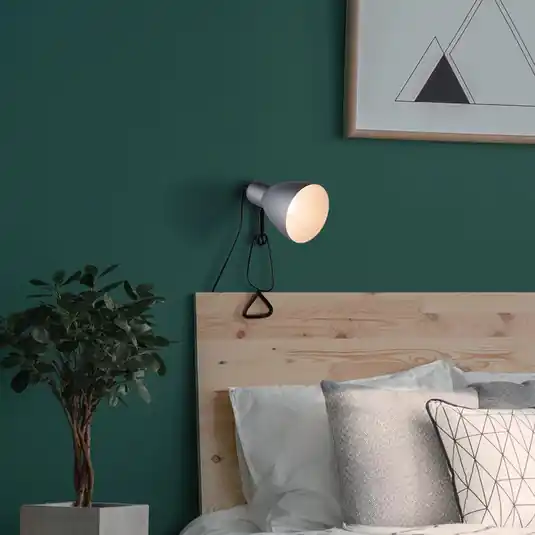 Offerta Mara lampada morsetto cavo con spina argento