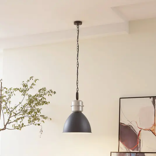 Lucande lampada a sospensione Kaeloria, nero/argento, alluminio, Ø 35 cm Saldi