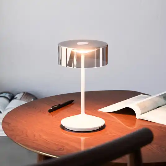 Numotion Lampada da tavolo ricaricabile a LED, bianca, vetro, IP54, dimmerabile Prezzo Di Fabbrica