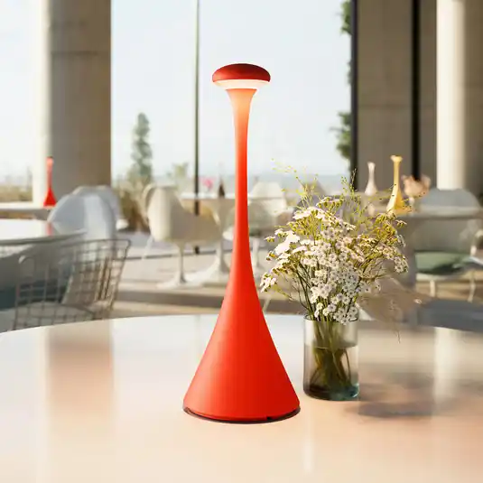 Lampada LED accu da tavolo Nudrop, IP54, rosso Prezzo Conveniente