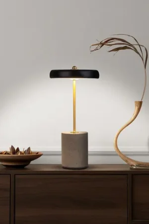Consegna Rapida Seta lampada tavolo LED batteria cemento, nero