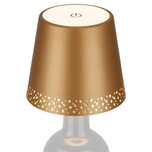 Lampada bottiglia batteria LED IP44 dimmer, oro Professionale
