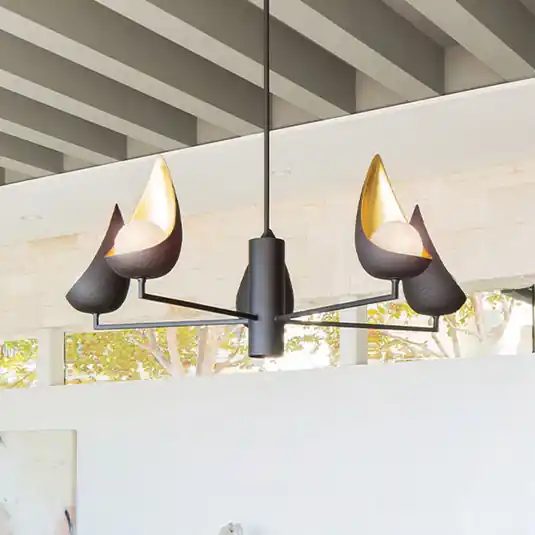 Must-Have Lampadario Ren, 6 luci, nero/oro