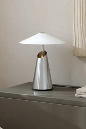 Economico Lampada da tavolo Taido in metallo, cromata