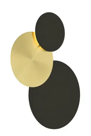 Compra Adesso Applique LED Tilda, tonda 3 luci, nero/oro