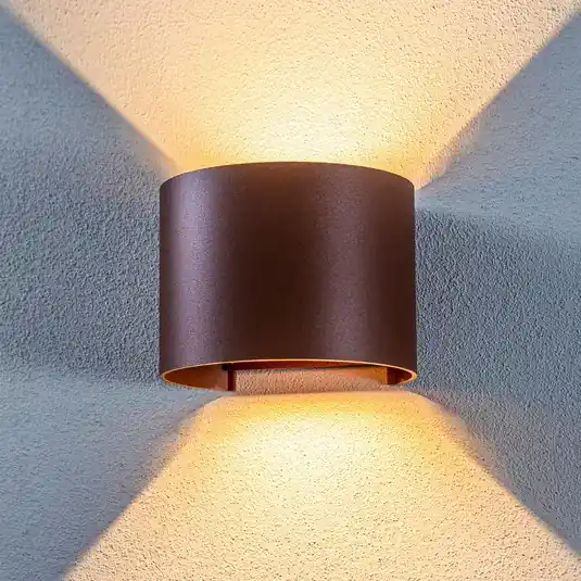 Lindby Applique da esterno a LED Nivar, rotonda, ruggine, metallo, IP54 Prezzo Ridotto