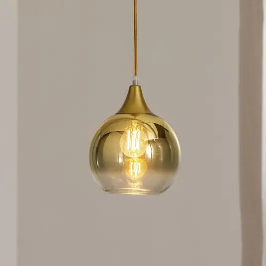 Prezzo Conveniente Lampada a sospensione Monte in vetro, 1 luce, oro