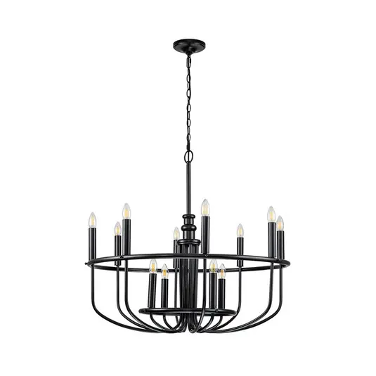 Lampadario Capitol Hill, 12 luci, nero Di Tendenza