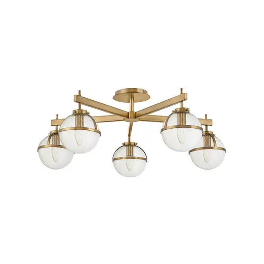 Super Prezzo Plafoniera Hollis, 5 luci ottone/trasparente