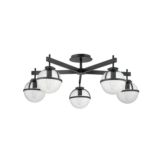 Plafoniera Hollis, 5 luci, nero/trasparente Offerta Limitata