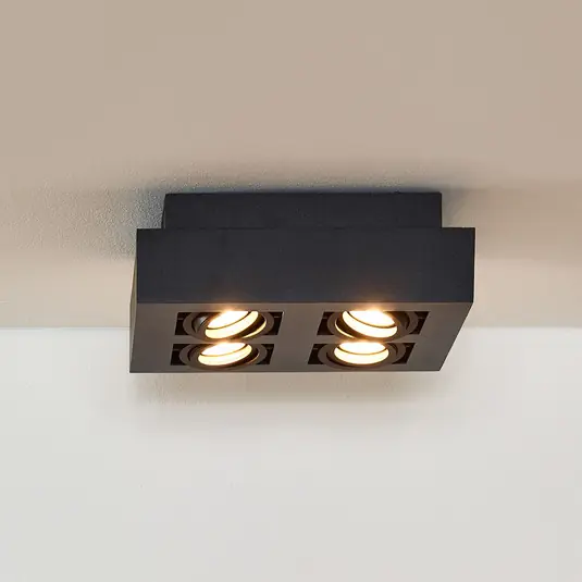 Faretto a soffitto Xirax, 4 luci, nero Ordina Subito