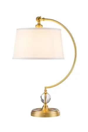 Lampada da tavolo di tessuto Jenkins ottone/crema Compra Oggi Stesso