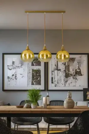 Lampada a sospensione Monte, 3 luci, trave, oro Offerta Del Giorno