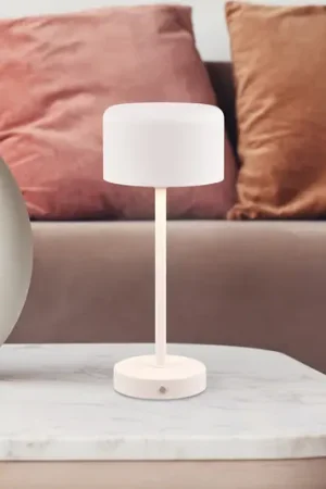 Prezzo Conveniente Jeff Lampada da tavolo LED ricaricabile, bianco opaco, altezza 30 cm,