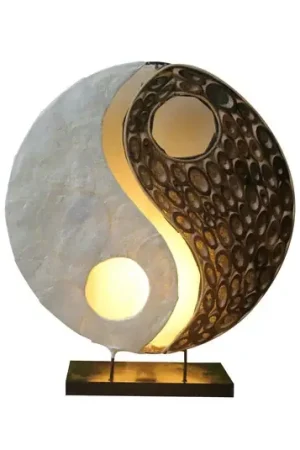Promozione Lampada tavolo Ying Yang materiali naturali, 30 cm