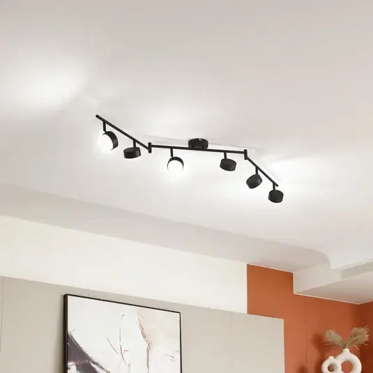 Compra Oggi Stesso Lindby plafoniera Jyla, a 6 luci, nero opaco