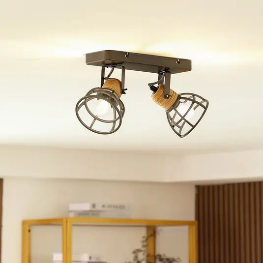 Lindby Arinthea, faretto da soffitto a 2 luci, nero, acciaio, E14 Novità