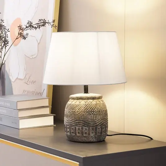 Soddisfatti O Rimborsati Lampada da tavolo Lindby Aelith, Ø 30 cm, grigio, ceramica, E27
