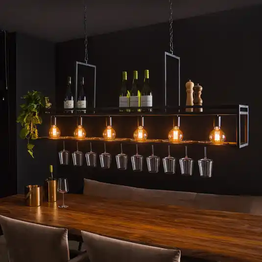 Lampada sospensione Dekorla, 6 luci, color carbone Spedizione Espresso