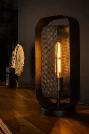 Esclusivo Lampada da tavolo Alma con elemento mesh, nero