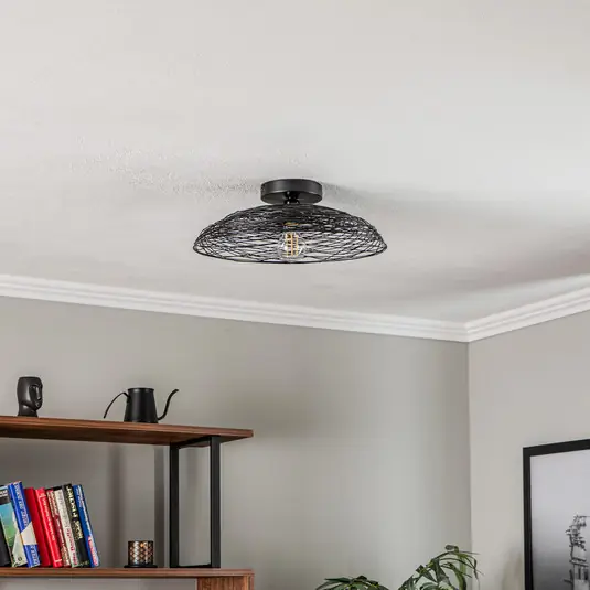 Plafoniera Lindby Thorian, nero, ferro, Ø 40 cm, E27 Offerta Speciale