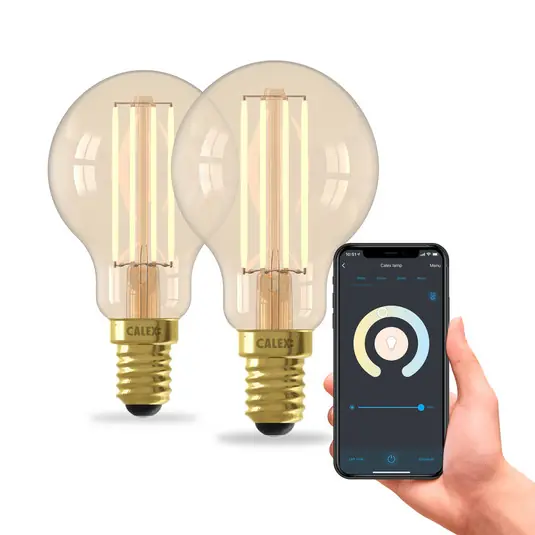 Calex Smart E14 P45 4,5W 1800-3000K dimmer oro 2 pezzi Di Tendenza