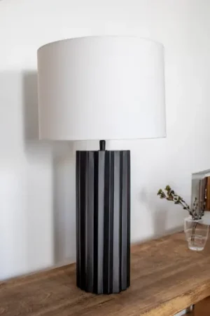 Più Venduto Lampada da tavolo Hashira con paralume in tessuto, nero