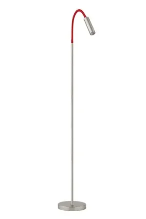 Piantana LED Rocco, nichel satinato braccio rosso Must-Have