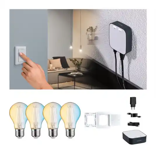 Spedizione Espresso Paulmann Smart Home Set ZigBee 4x E27 7W LED Filament CCT