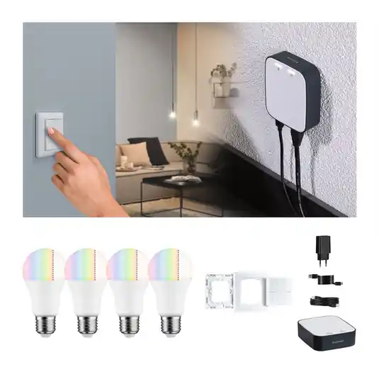 Paulmann Smart Home Set ZigBee 4x E27 9,3W LED opaco RGBW Non Perdere
