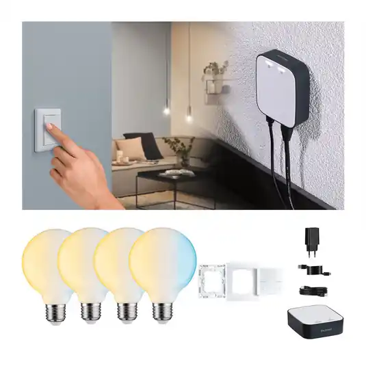 Offerta Lampo Paulmann Smart Home Set ZigBee 4x E27 7W LED G95 opaco CCT