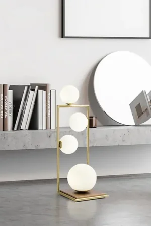 Lampada tavolo Buble oro vetro opale 4 luci dimmer Offerta