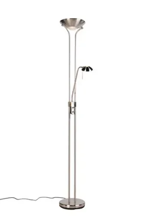 Lampada a LED da pavimento Diva con lampada da lettura, acciaio Must-Have