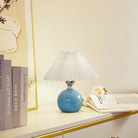 Lampada da tavolo Lindby Kerimi, ceramica, blu Scelto Dai Clienti