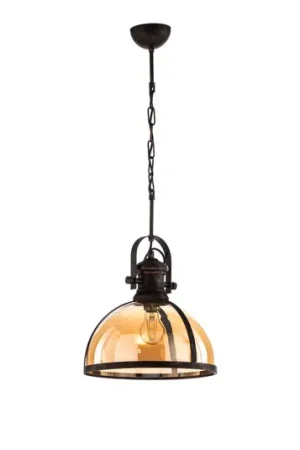 Scelto Dai Clienti Lampada a sospensione AV-5063-1BSY paralume in vetro, rame/nero