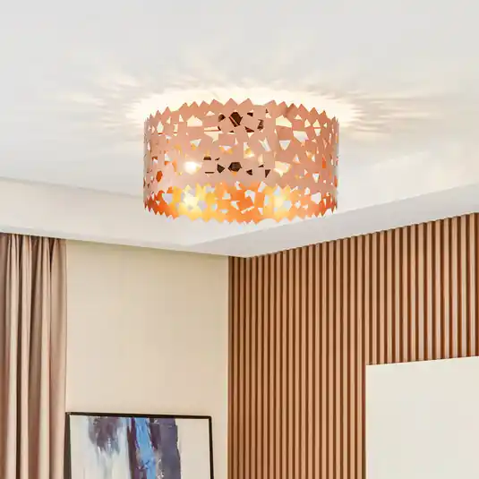 Lucande plafoniera Aeloria, rame, ferro, Ø 50 cm, E27 Spedizione Espresso