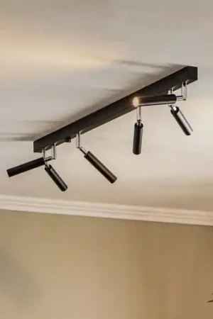 Euluna Nicanor faretto da soffitto nero/cromo a 6 luci Professionale