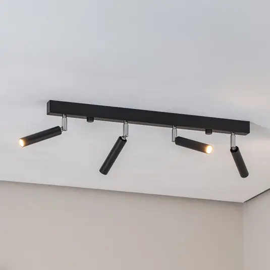 Scelto Dai Clienti Euluna Nicanor faretto da soffitto nero/cromo a 4 luci