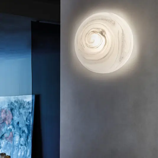 Compra Adesso Plafoniera Moon, vetro di Murano, Alabast, Ø 37 cm