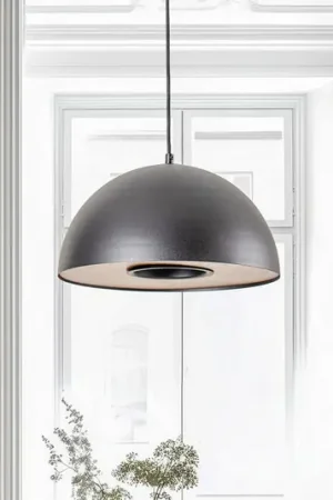 Must-Have Lampada a sospensione Drew in nero con decorazioni in legno