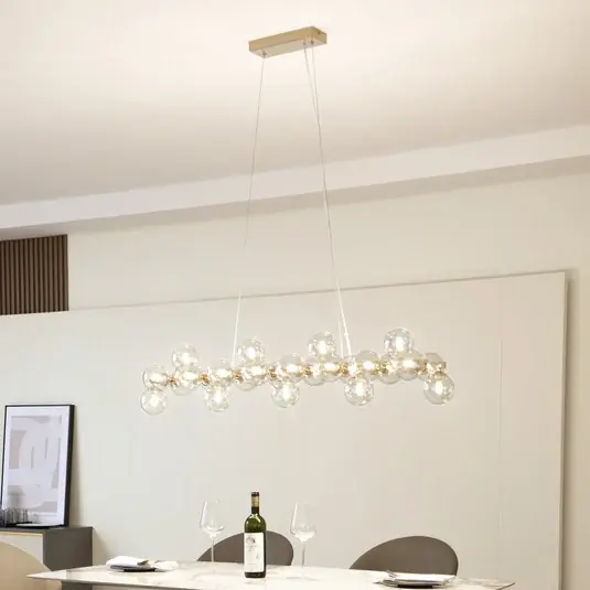 Ultimissimo Modello Lucande lampada a sospensione Naelen, oro/ambra, 125 cm, vetro, G9