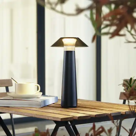 Compra Oggi Stesso Lindby LED lampada da tavolo ricaricabile per esterni Gomba, nera,