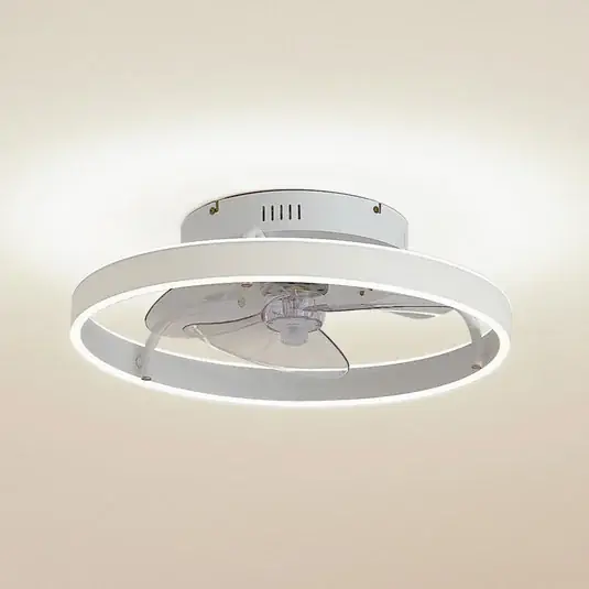 Ventilatore da soffitto LED Lindby Momitu, bianco, alluminio, Ø 50 cm Prezzo Conveniente