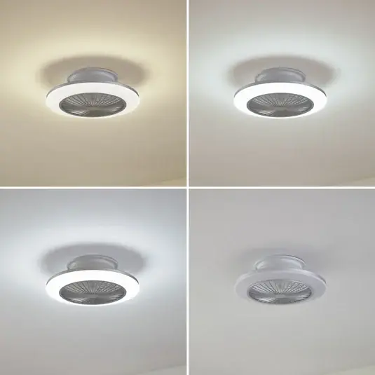 Lindby Ventilatore da soffitto LED Mamuti, argento, silenzioso, Ø 55 cm Novità