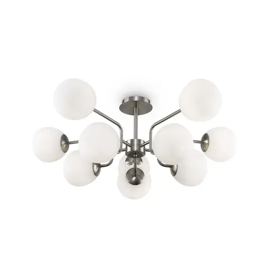 Maytoni plafoniera Erich, color nichel, vetro/metallo a 10 luci Reso Gratuito